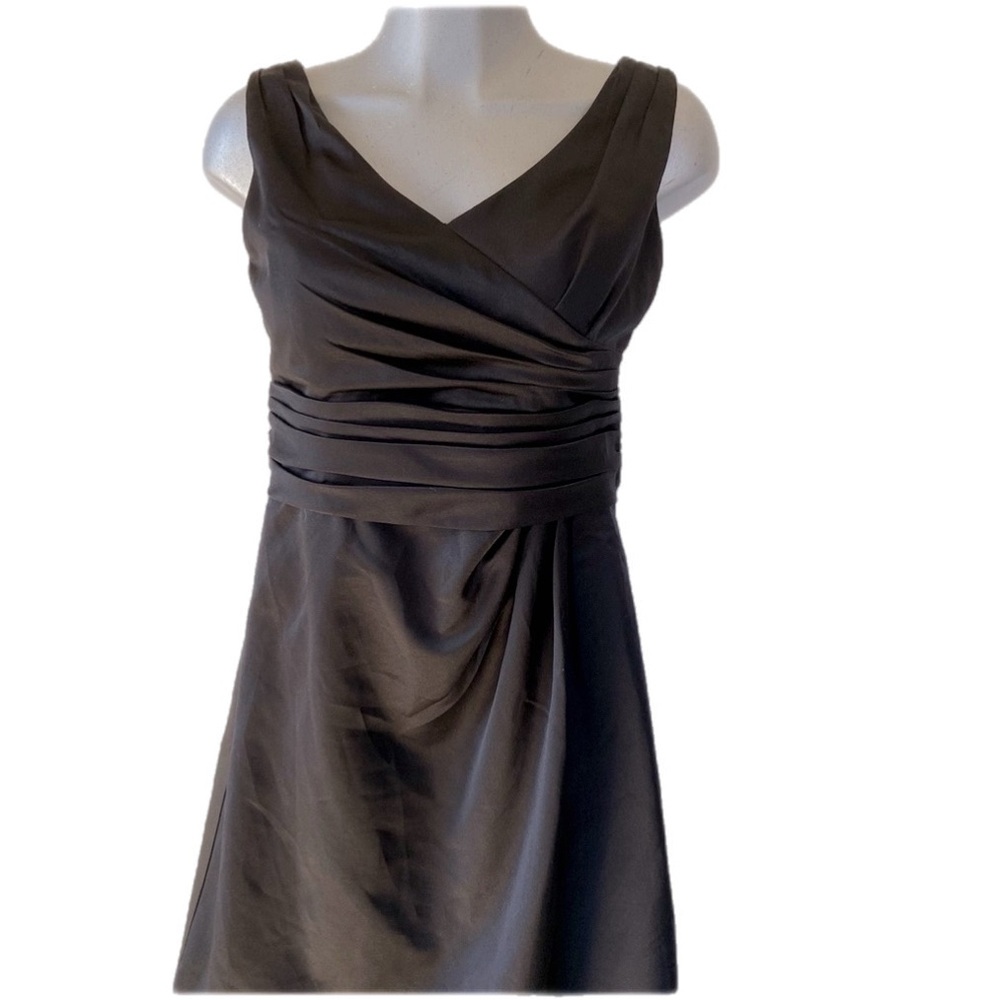 David’s Bridal Formal Dress Bridesmaid Silky Sleeveless V Neck Ruched 12 Large - Picture 5 of 8